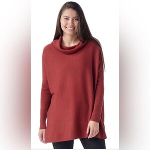 Smartwool Women's Cowl Neck Sweater in Rich Red